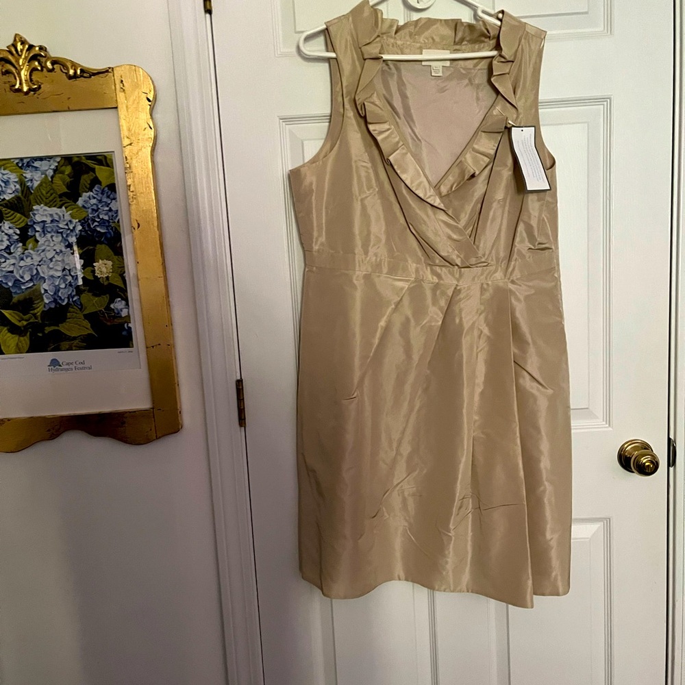 Beautiful silk taffeta j crew bridesmaid dress, size 20. Champagne color.